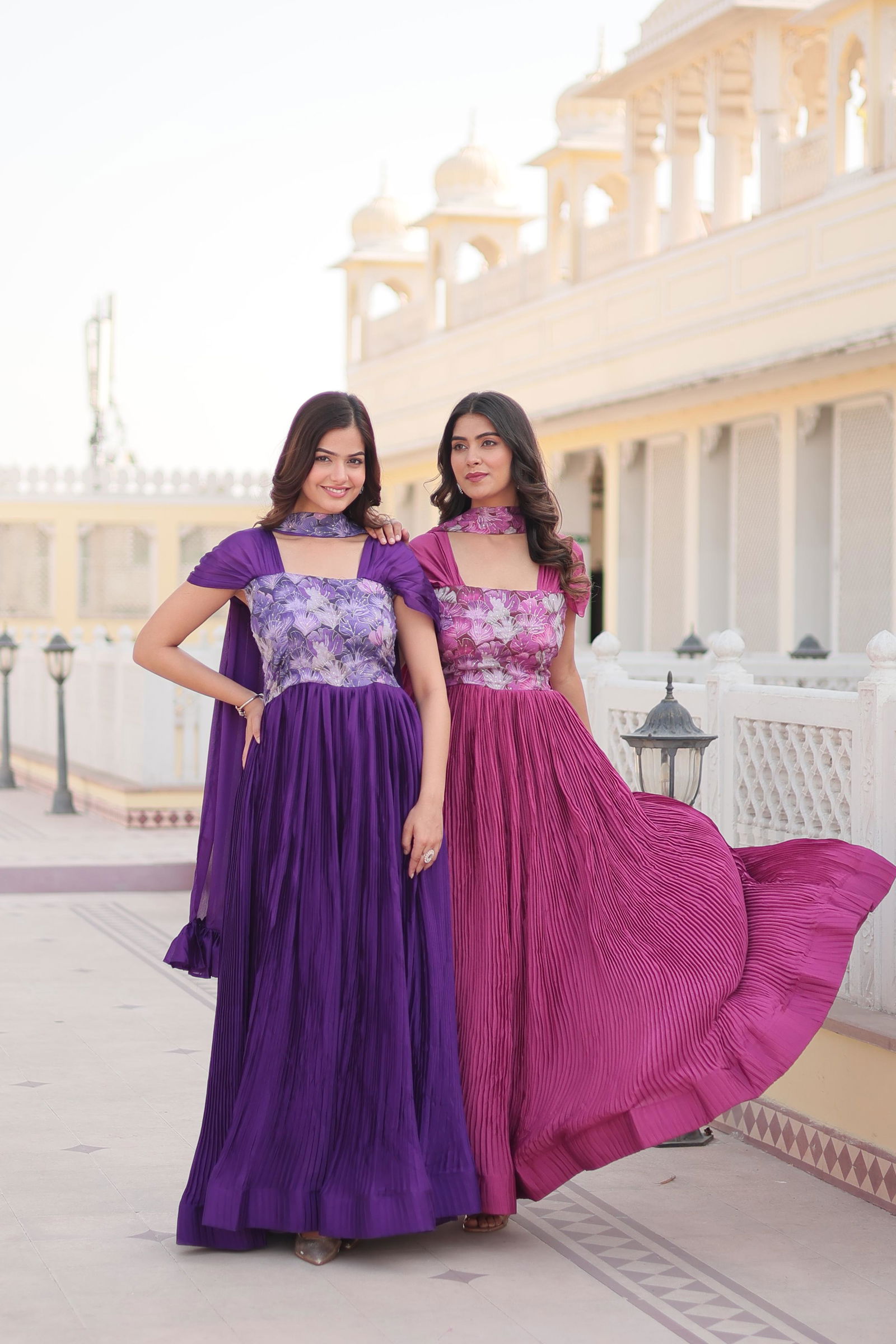  KA 1099 Position Print Work Readymade Gown Wholesale Market In Surat